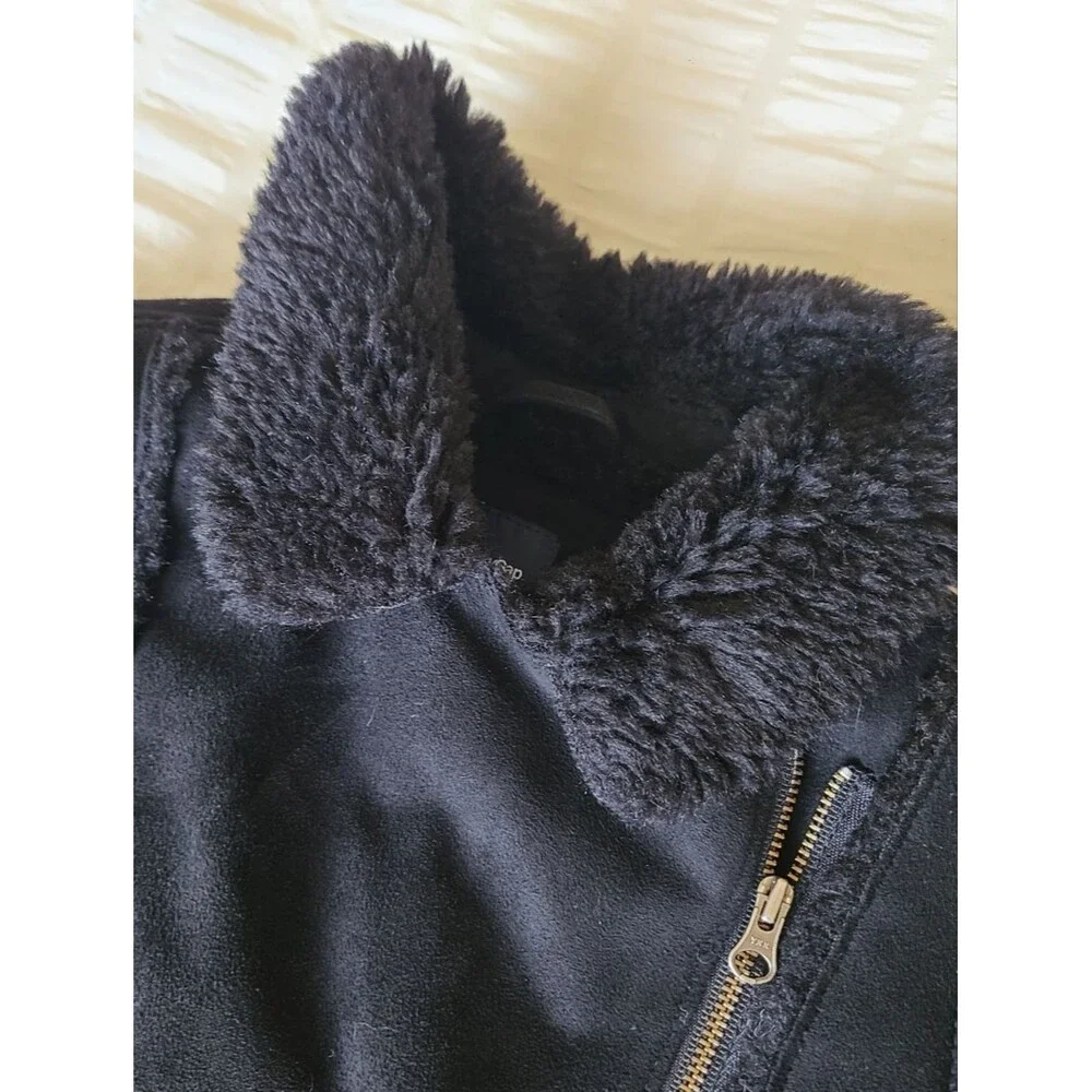Baby GAP faux suede sherpa lined jacket/coat black size girls 4T